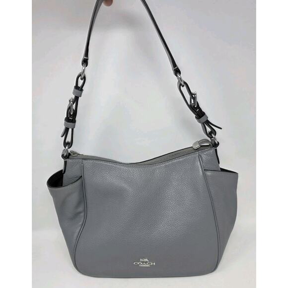 Coach C2853 Rori In Soft Granite Pebbled Leather Shoulder Bag Gray - Picture 2 of 10
